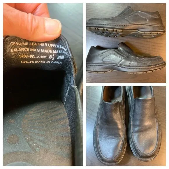 Streetcars‎ Slip On Loafer Black Leather Comfort Shoes Mens Sz 8.5 2W Basic Dad
