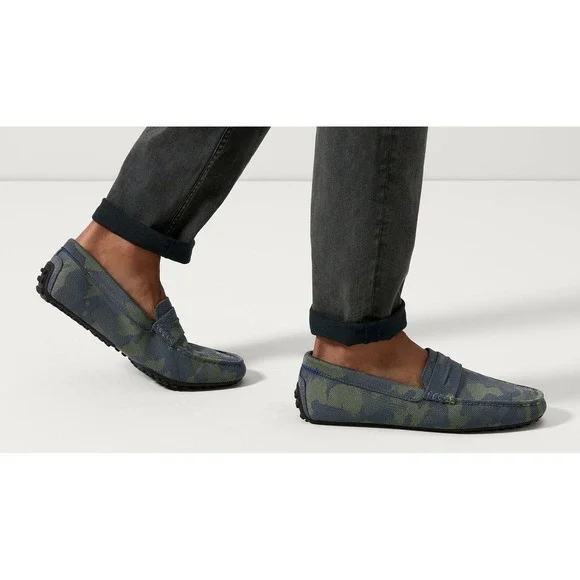 Rothy's The Driver Loafer Forest Camo Textile Casual Shoes Mens 9.5 Blue Green