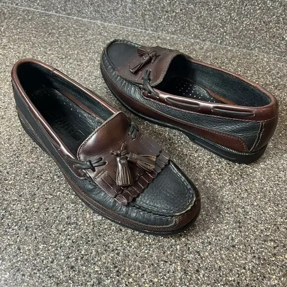 Sperry Top-Sider Men 8.5M Black/Brown Leather Loafer Comfort Casual Slip On Shoe