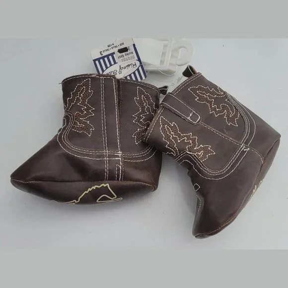 Western Boots Rising Star 9-12 month Shoes NEW Cowboy Shoes Brown‎ Soft Booties