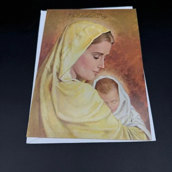 Vintage 1981 Mother's Day Card Virgin Mary & Baby Jesus‎ Religious Unused NOS