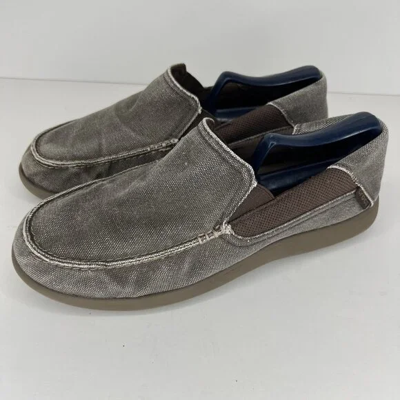 Crocs Santa Cruz Loafers Men's Size 9 Slip-On Canvas Khaki Shoes 202056