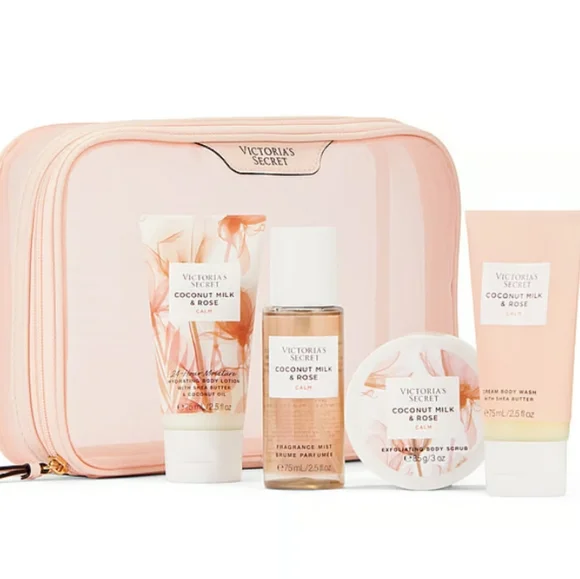 NWT Victoria's Secret Coconut Milk & Rose Bath Set - Cream and Pink