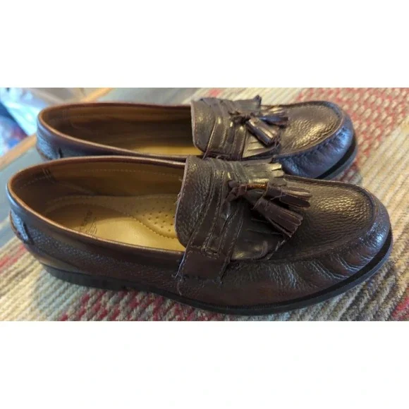 Dockers Men's 9M Brown Leather‎ Dress Casual Tassel Slipon Loafer Shoe