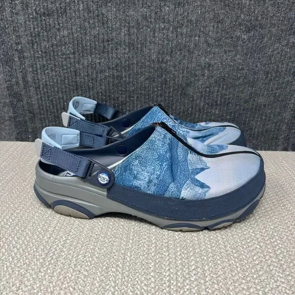 Crocs x Busch Light All Terrain Clog Slip Ons Blue Plaid Mens Size 12 US