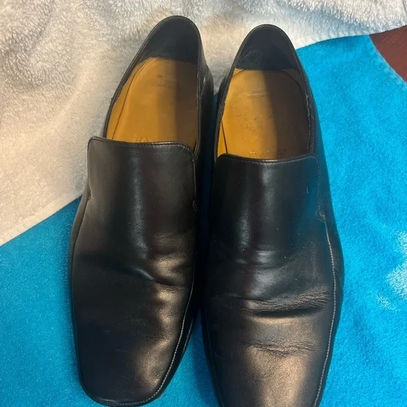 BALLY Baser Black Leather Men's Loafers Shoes 71/2 7.5