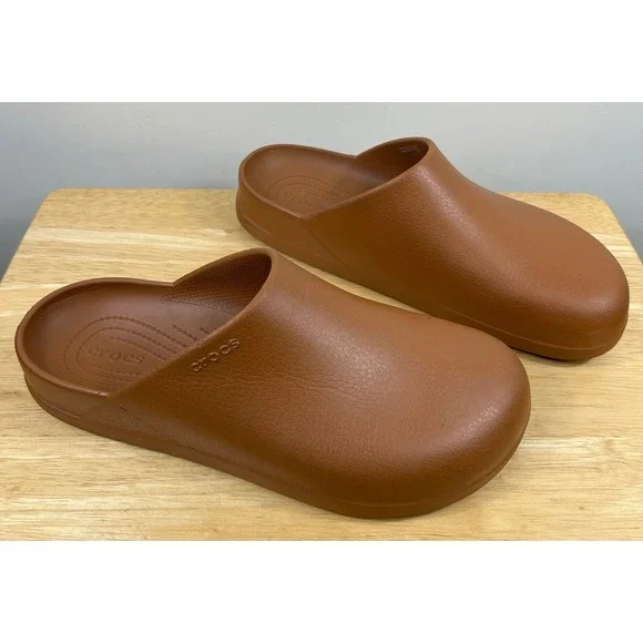 Crocs Dylan Clogs Mens 11 Cognac Brown Slip On Mule Comfort Shoes Casual Unisex