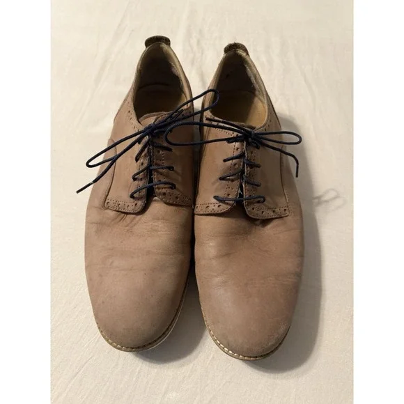 Ecco Clayton Lace-up Shoes 9-9.5 Tan Leather/‎ Suede Men's Plain Tie Dress Shoe