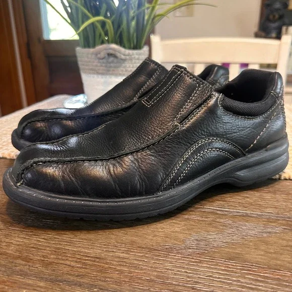 Clarks Collection Sherwin Time Mens Leather Slip On Loafers Black Size‎ 9.5M