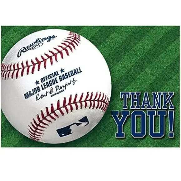 Amscan MLB Major League Baseball 8 Count Thank You Cards W/ Envelopes And Seals