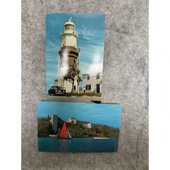 1960s Bermuda destination postcards, 1 blank, 1 filled, lot of 2