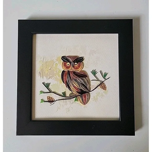 Yoder Do American Quilling Card Company‎ Framed 3D Owl Art Nature Renaissance