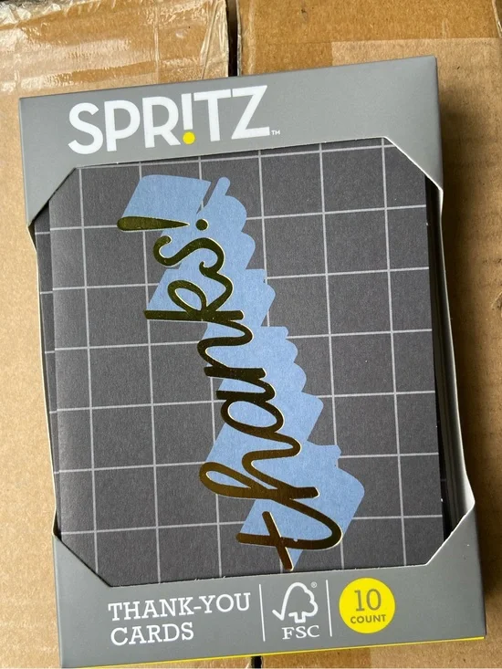 Spritz Thank-You Cards in Gray, Blue, Gold