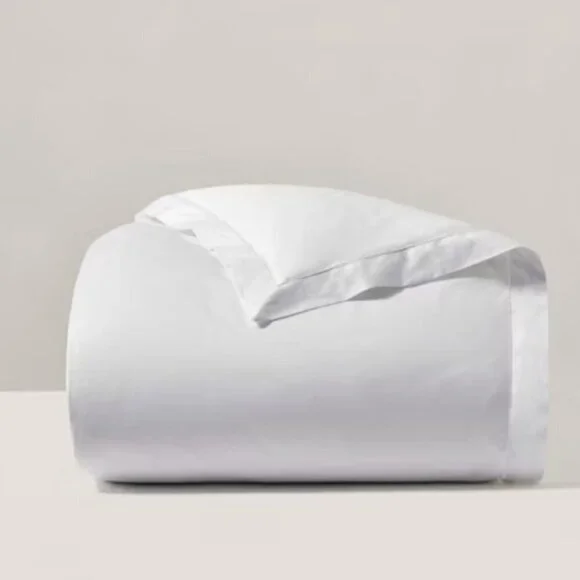New Ralph Lauren Organic Sateen Border King Duvet Cover Parchment White