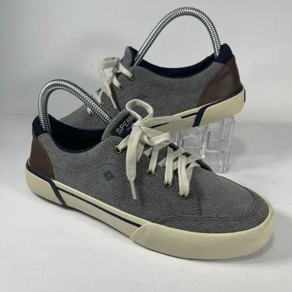 Sperry Top-Sider Men's Gray Textile Canvas Sneakers - Size 4M / EU 36