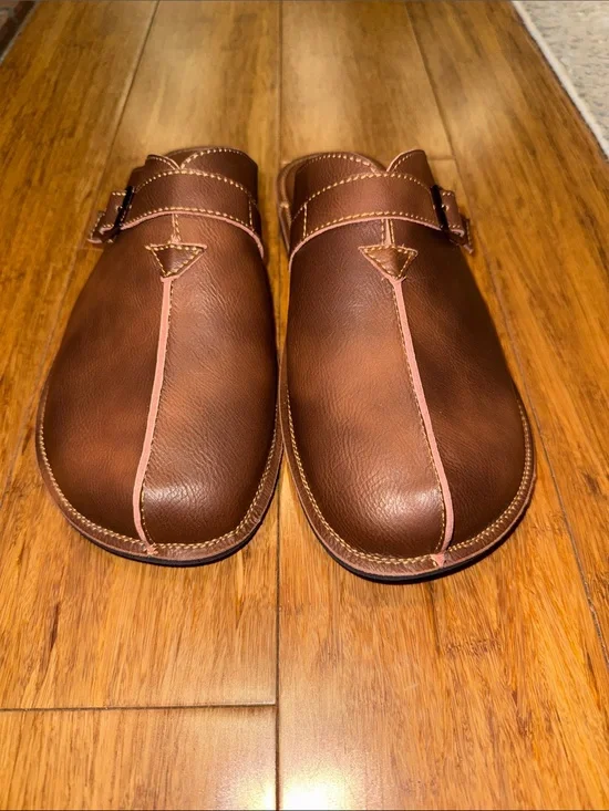 Men's Brown Leather Slip-On Clog