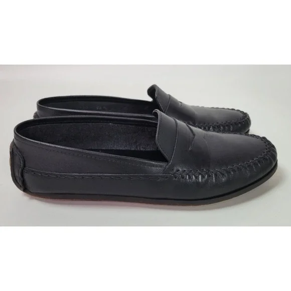 Bally Mens‎ Black Leather Moc Toe Driving Shoes Penny Loafers Paso Italy 9.5 M