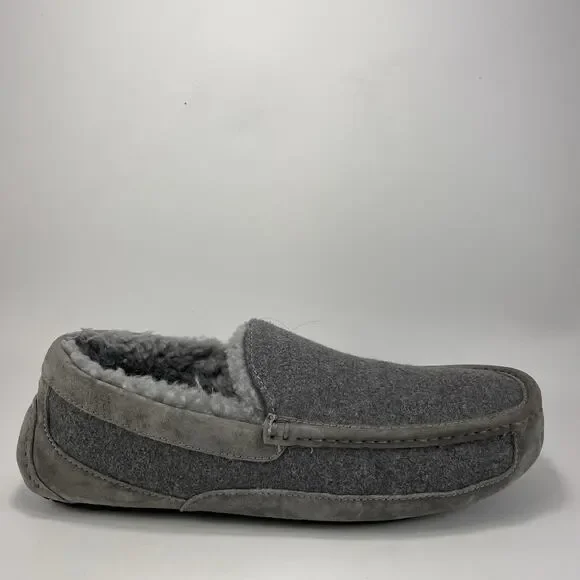 UGG Ascot Shearling Lined Slipper Moccasin Mens Size 13 Gray Wool Comfort Warm