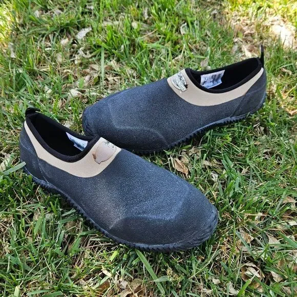 Lewis Clark Outdoor Black Khaki Pull On Rubber Ankle Duck Shoes Men's Size 11