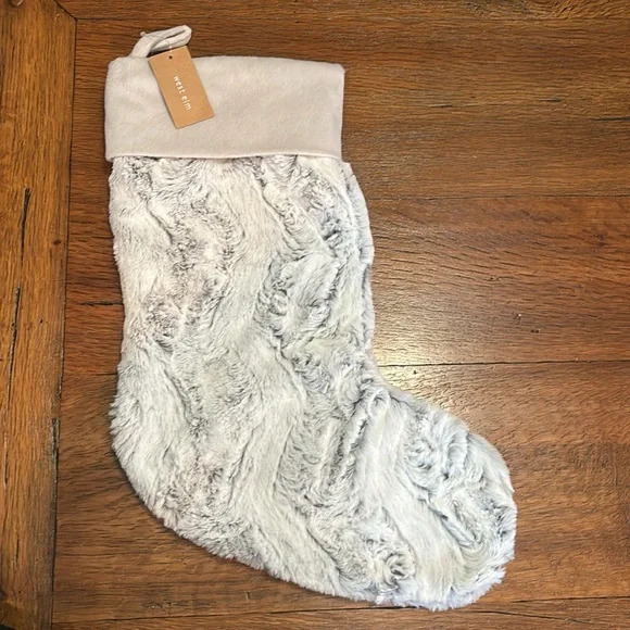 West Elm Faux fur stocking gray