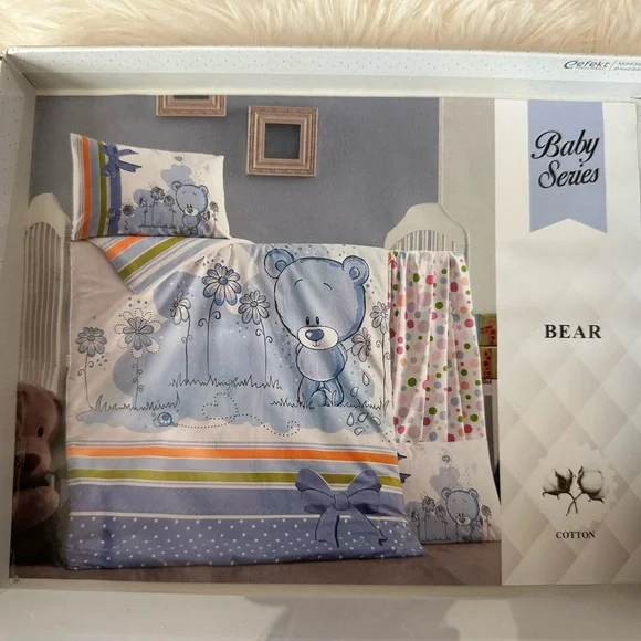 🆕 Baby Series Blue Bear Duvet Cover Set