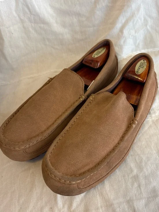 UGG Alder UGG pure Slip on Tan Suede Moccasin Wool Slippers 1003419 Mens Size 12