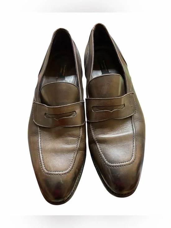 Ermenegildo Zegarra Classic Men's Brown Leather Penny Loafers made in Italy