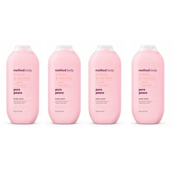 4x‎ Method Body Wash Pure Peace 18 oz Paraben-Free Phthalate-Free Vegan Formula