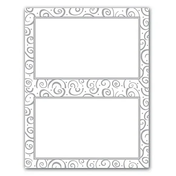 NWT 48 Gartner Studios 2-Up Invitations Silver Swirl 5.5
