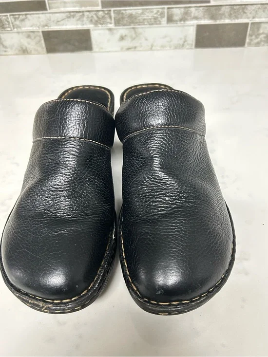 Børn Black Leather Mule Clogs Comfort Shoes Women’s 8.5W Estimated