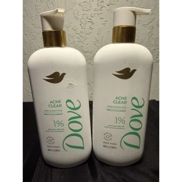 Dove Acne Clear Body Wash Birch Cucumber Salicylic Acid Paraben-Free 18.5 fl oz