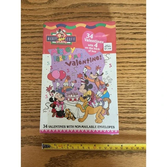Vintage Disney Mickey Mouse Stuff for Kids Valentine Cards 34ct Sealed 1990s Box