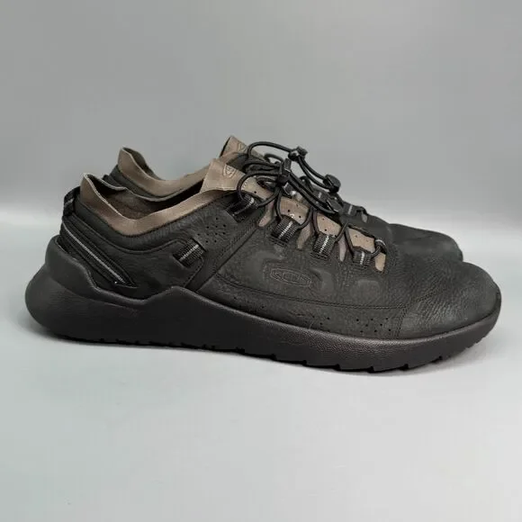 KEEN Highland Men's 14 Black Leather Cord Lock Low Top Walking Casual Sneakers
