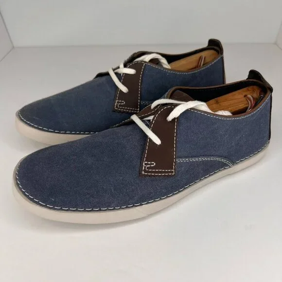 Clarks Mens 20068080 Blue Canvas Neelix Vibe Eye Lace Up Size 8.5 Sneakers