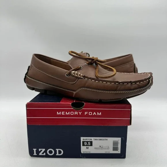 IZOD‎ 630182 Burton Tan Smooth Mens Size 9.5 M Driving Moccasin Loafer Shoes