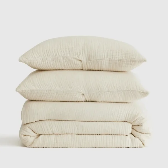 Quince Organic Cotton Airy Gauze Undyed Duvet Cover Set! King/ Cal King (756)
