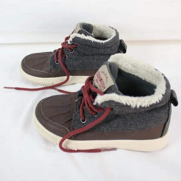 OshKosh B'gosh Brown Faux Fur Boots Mid Top Boots Boys Size‎ 11