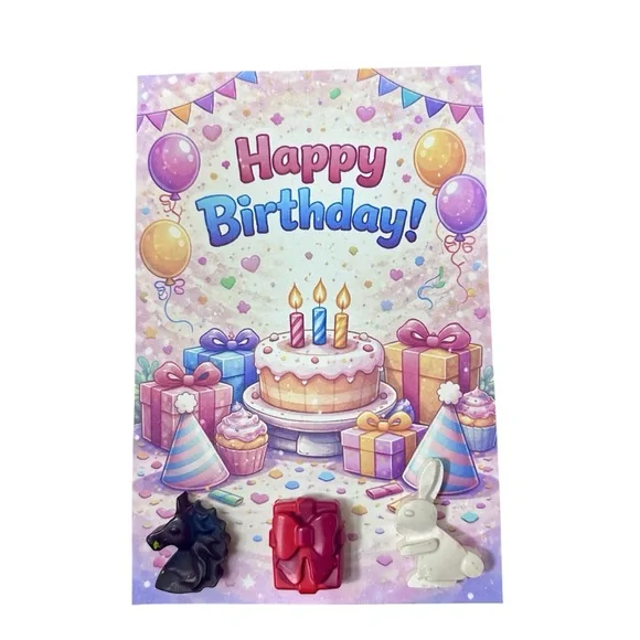 Handmade Generic Purple Themed Crayon Birthday Card NEW