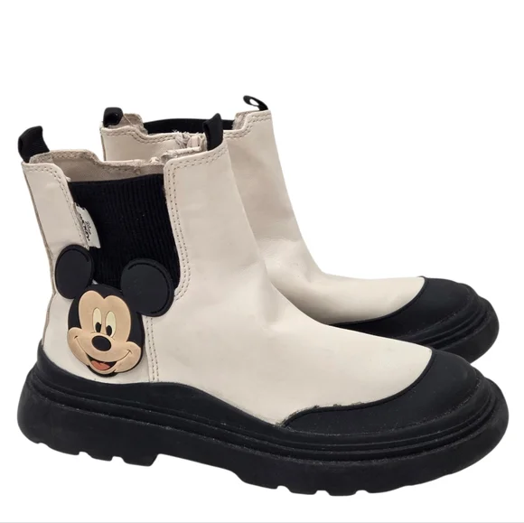 Zara Mickey Mouse Boots Side Zip Platform Lug Sole Size EU 36/US 5.5 Women's