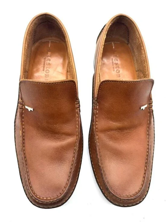 a.testoni Men's Brown Leather Loafers Slip On Shoes US 7 EU‎ 40 Italy