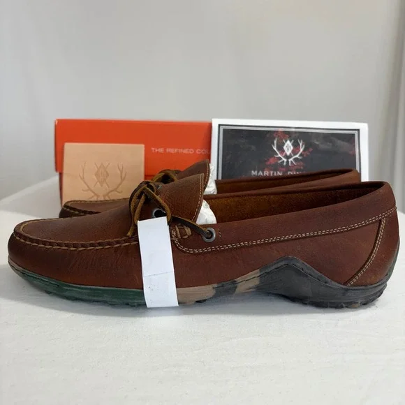 Martin Dingman Bill Bow Tie Oiled Saddle Leather‎ Loafers Shoes Chestnut 9 NIB