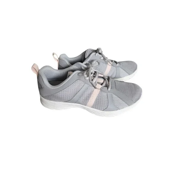 Vionic Radiant Womens 7 Gray Pink Walking Sneakers Orthotic Comfort Shoes NEW