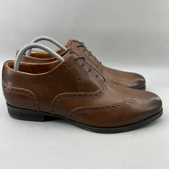 Wolf & Shepherd Wingtip Oxford Men Size 9.5 Brown Leather Brogue Dress Low Shoes