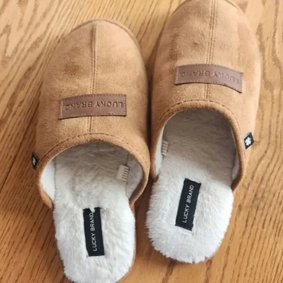 Lucky Brand Tan Suede Slip-On Slippers