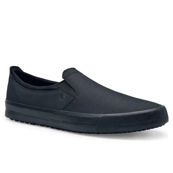 Shoes For Crews Ollie II Black Leather Slip On SR Work Shoes 34257 M-5 W-6.5 NEW