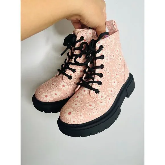 NWOB Art Class‎ Kids Floral Lace Up Zipper Boots Size 1