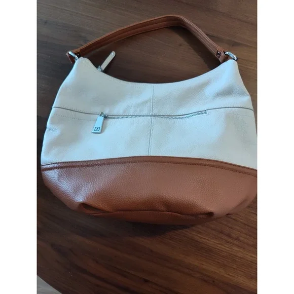 Tignanello‎ Women's Cream & Brown Leather Hobo Bag