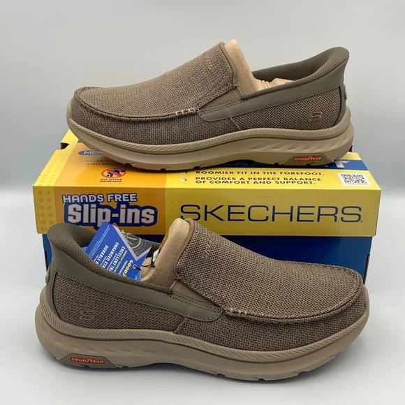 SKECHERS Men's Size 8.5 Hands Free Slip-Ins Pollard-Wilfred Taupe Shoes 205451