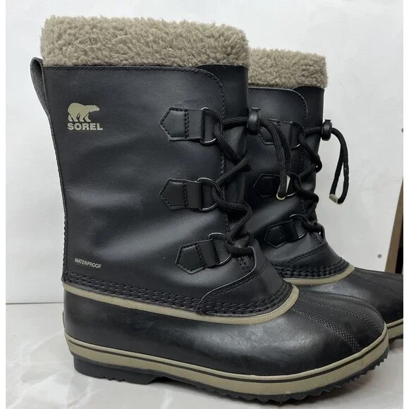 Sorel Yoot Pac TP Waterproof Duck  Boot Black Insulated Big Kids Girls 6 Wm 7 38