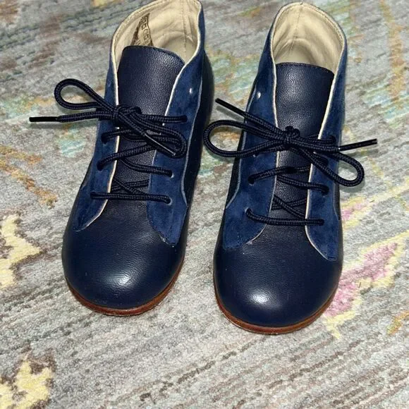 Misha & puff navy leather booties lace up sz 27